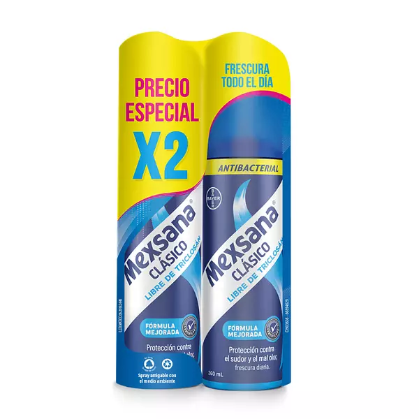 Talco De Aerosol Mexana Antibacterial 2*260gr