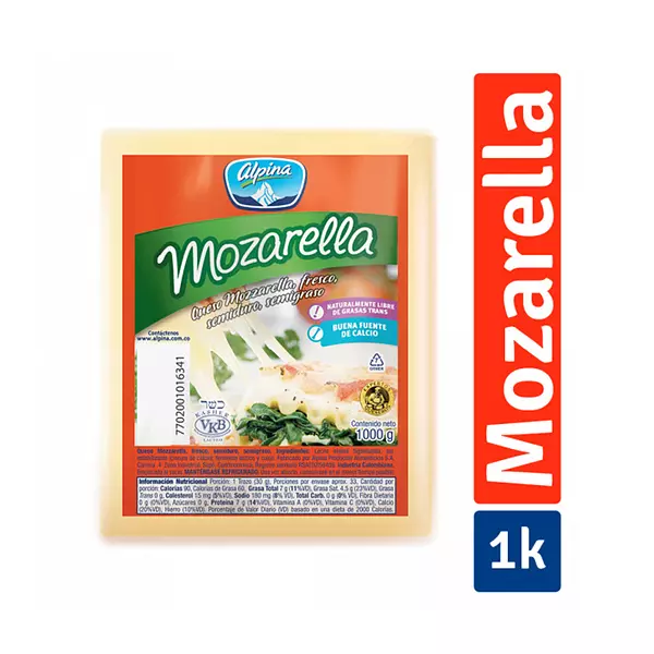 Queso Mozarella Alpina 1000g