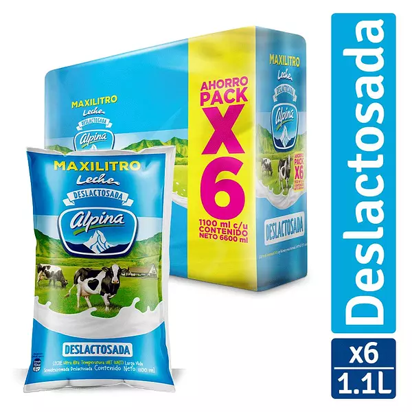 Leche Alpina Deslactosada Sixpack 1100ml