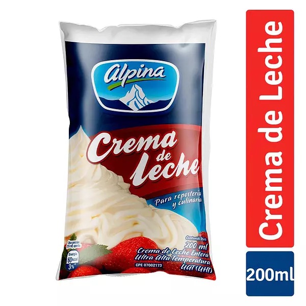 Crema de Leche Alpina de Bolsa 200ml