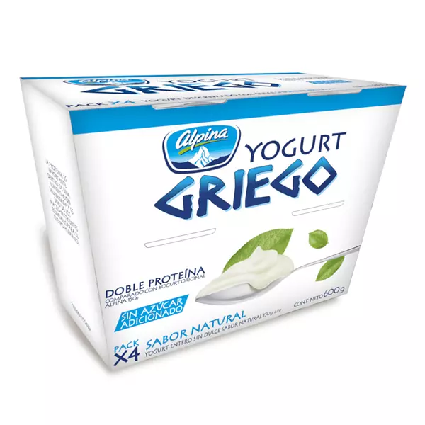 Yogurt Griego Alpina Natural Sin Azucar 4*150g