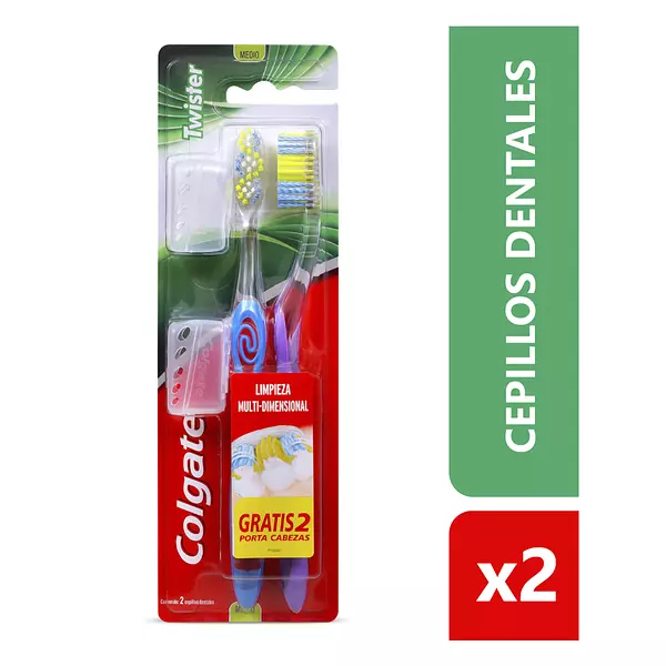 Cepillo Dental Colgate Twister Medio 2 Und Gts Cabecitas