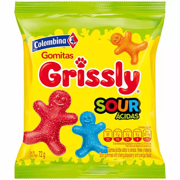 Gomas Grissly Sour Acidas 72g