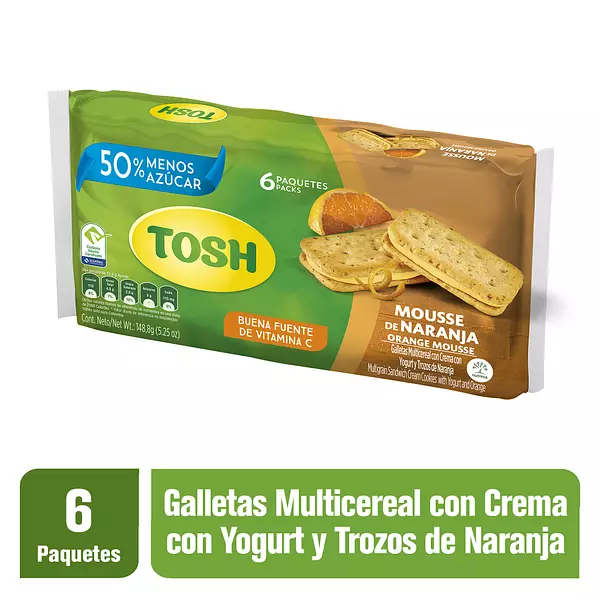 Galleta Tosh Menos Azúcar Naranja 24.8g*6 Und