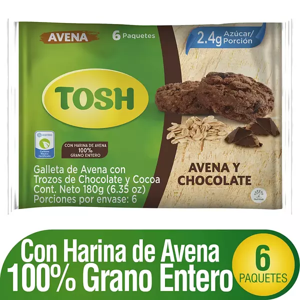 Galleta Tosh Avena y Chocolate 6*30g