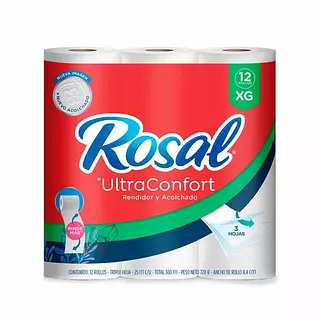 Papel Higienico Rosal Triple Hoja Ultra Confort Xg 12x25m
