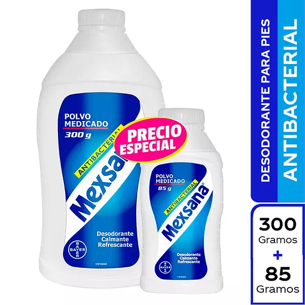 Polvo Desodorante Mexana Antibacterial 300g+85g