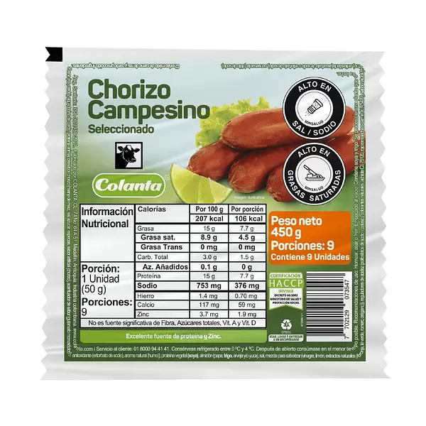 Chorizo Colanta Campesino 450g