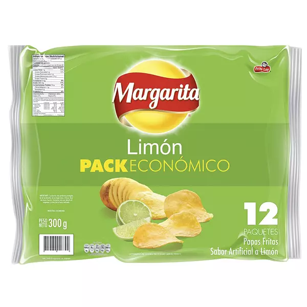 Pasabocas Papas Margarita Limón Docena 25g