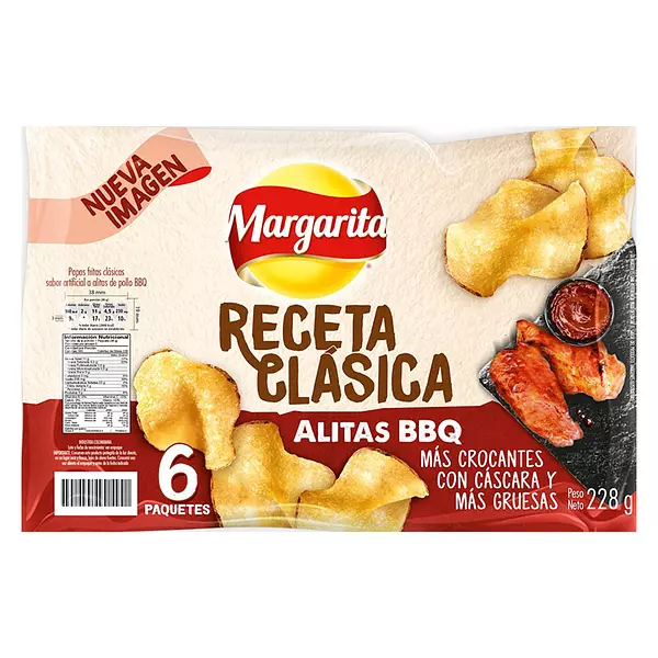 Pasabocas Papas Margarita Rec. Clas. Alitas Bbq Sexta 38g