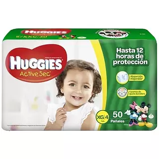 Pañal Huggies Active Sec 4 Xg x 50