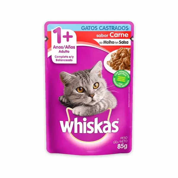 Alimento para Gatos Whiskas Pouch Castrados Carne 85g