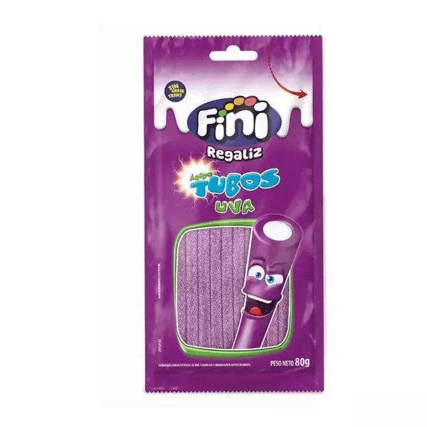 Gomas Fiini Tubos de Uva Acidos 80g