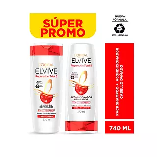 Shampoo El Vive Reparacion Pack 370ml + 370ml Acond