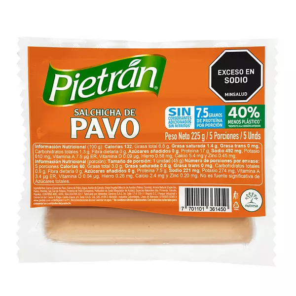 Salchicha Pietran De Pavo 225g