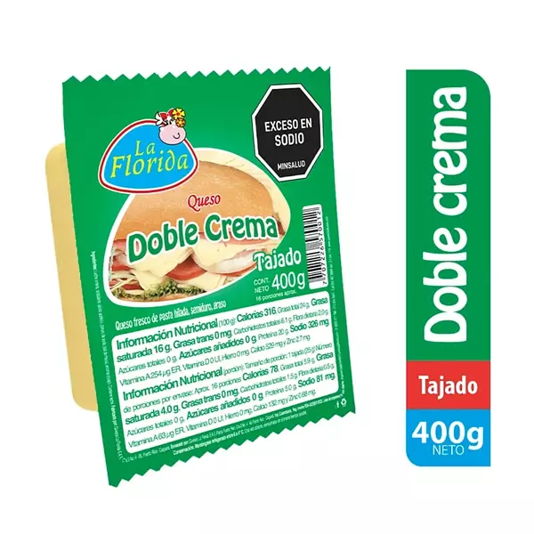 Queso La Florida Doble Crema Tajado 400g