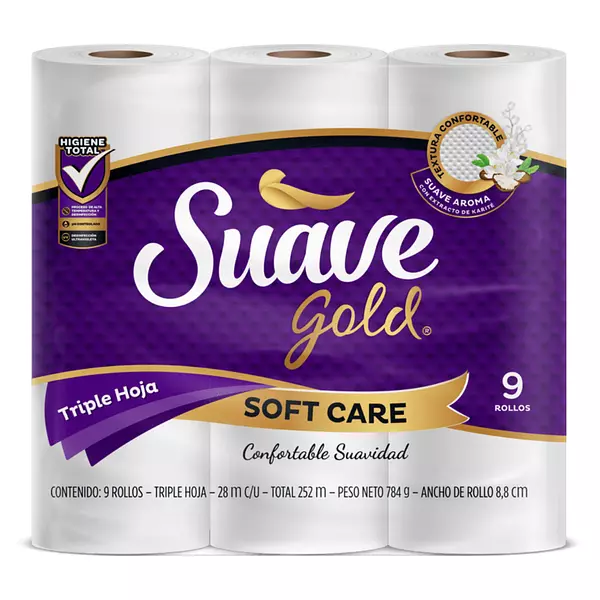 Papel Higienico Suave Gold Soft Care 9*28m