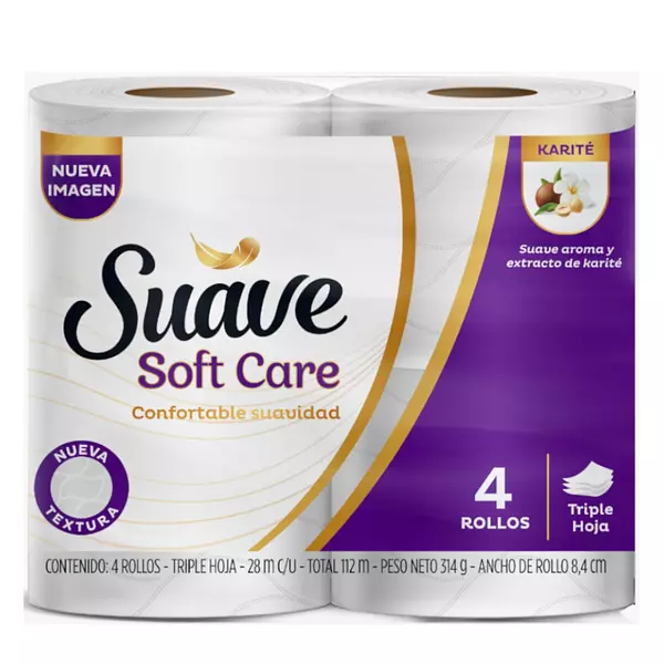 Papel Higienico Suave Soft Care 4*28m