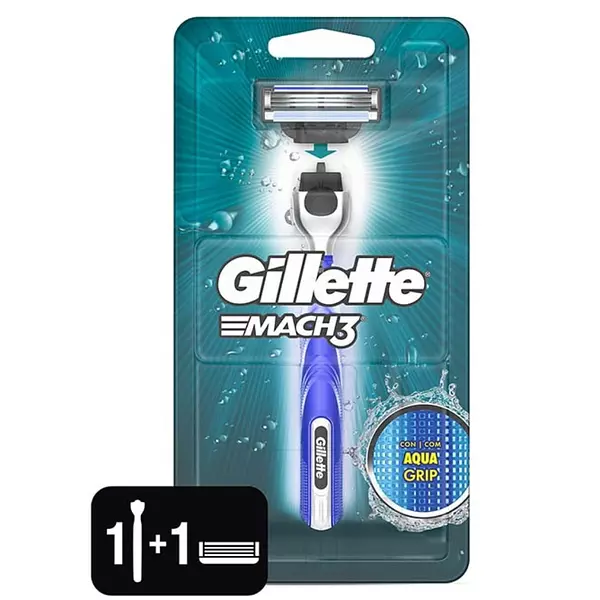 Maquina Gillette Mach 3 Aqua Grip Und