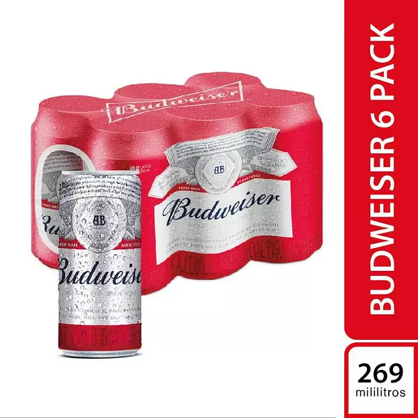 Cerveza Budweiser Sixpack Lata 269ml