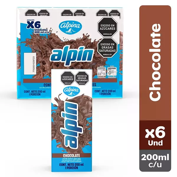 Leche Saborizada Alpin Chocolate Sixpack 200ml