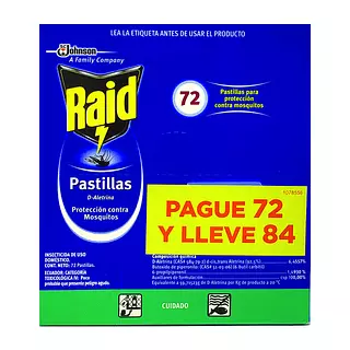 Insecticida Raid Estuche Pague 72und Lleve 84 Und