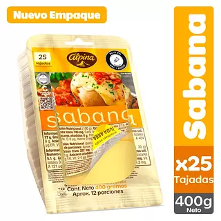Queso Sabana Alpina 25/Tajadas 400g