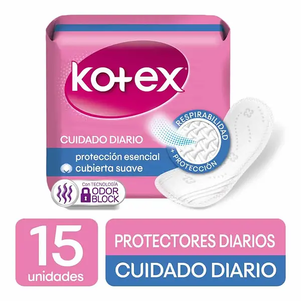 Protectores Kotex Diarios Normal 15 Und
