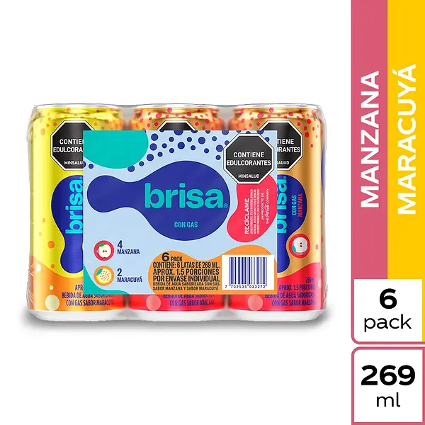 Agua Pack Brisa En Lata Saborizada 6*269ml