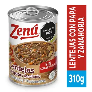 Lentejas Zenu Con Papa Y Zanahoria 310g