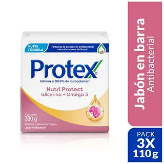 Jabon De Barra Protex Omega 3 Tripack 110g