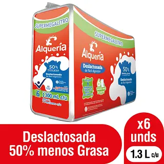 Leche Alqueria Deslactosada Sixpack 1300ml