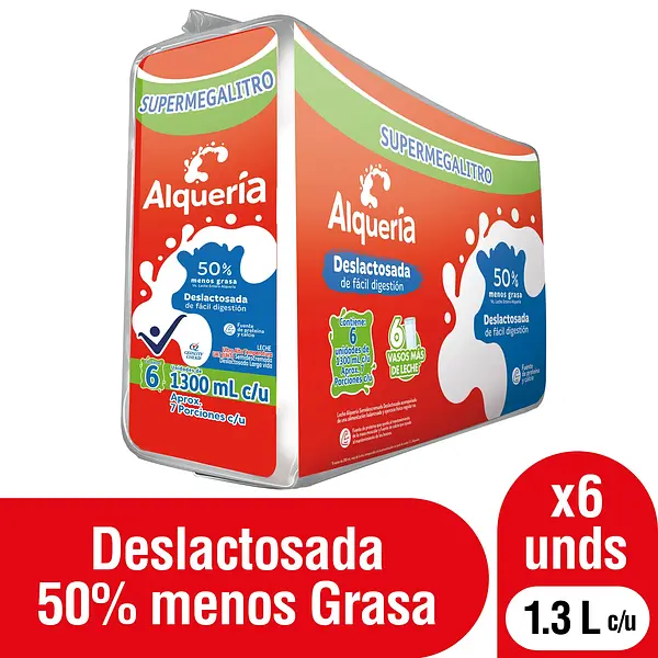 Leche Alqueria Deslactosada Sixpack 1300ml