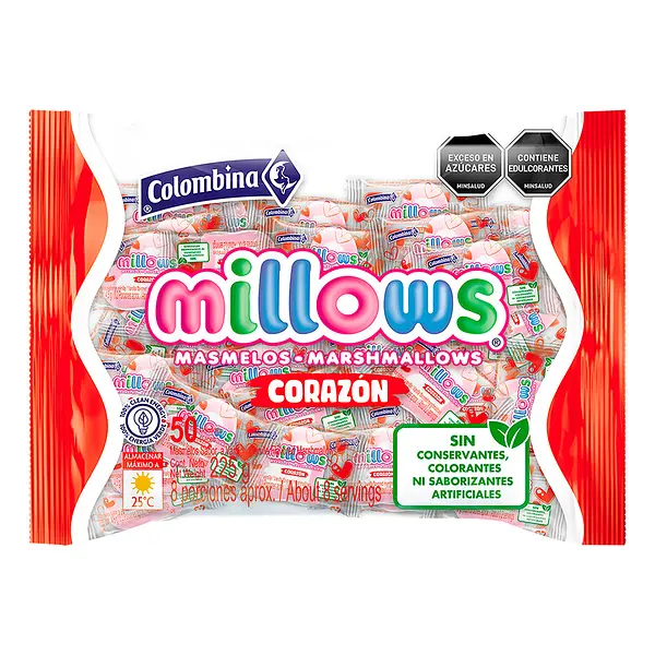Masmelos Millows Individual Corazon 225g