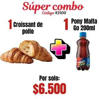 Super Combo Croissant De Pollo + Pony Go 200ml