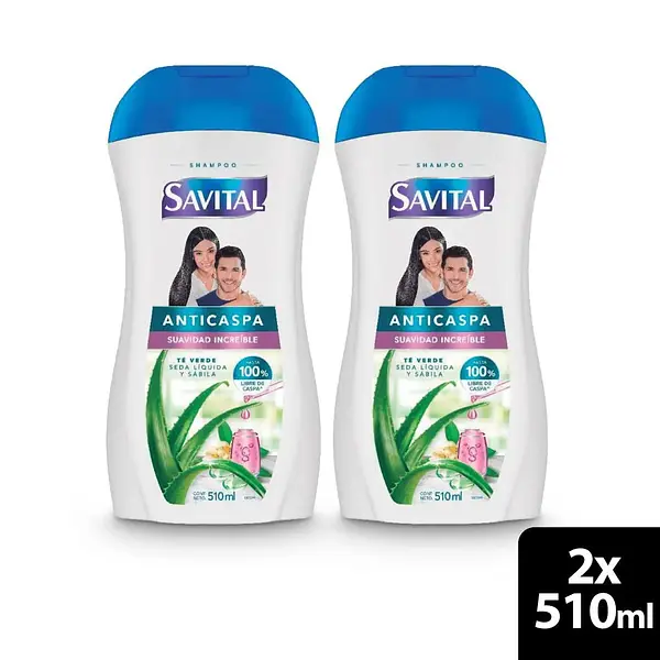 Shampoo Savital Anticaspa Te Y Seda 2*510ml