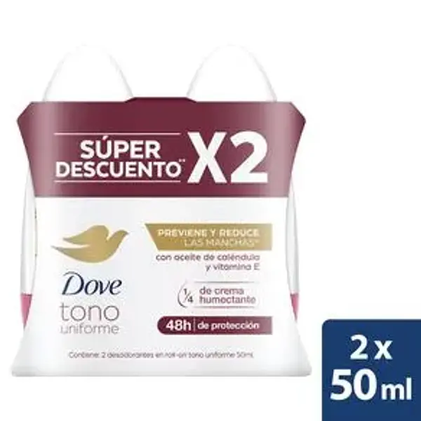 Desodorante Dove Duo X 50ml Rollon Dermoaclarant